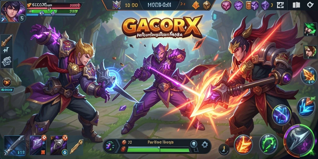 Tampilan gameplay seru dalam GACORX yang menampilkan pertarungan strategis.