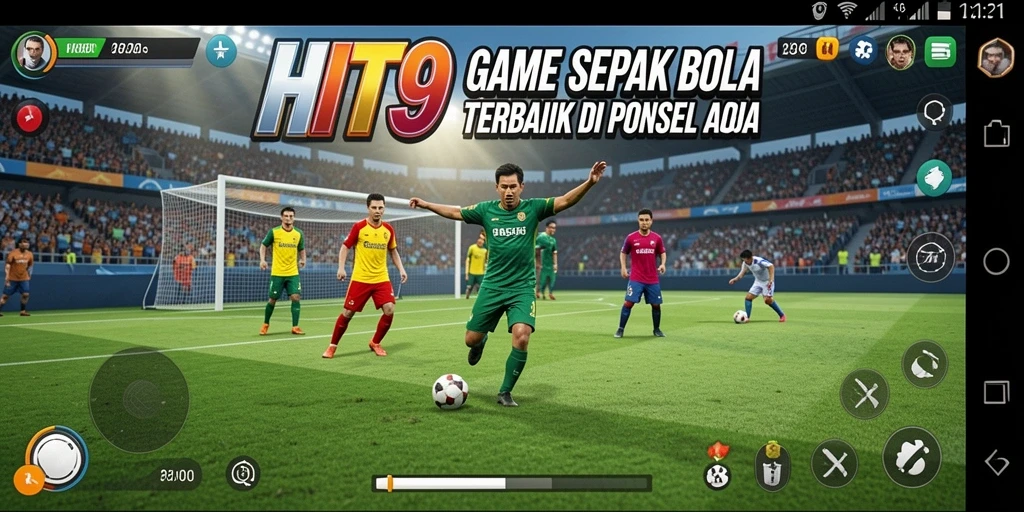 Screenshot menampilkan aksi seru di lapangan sepak bola.