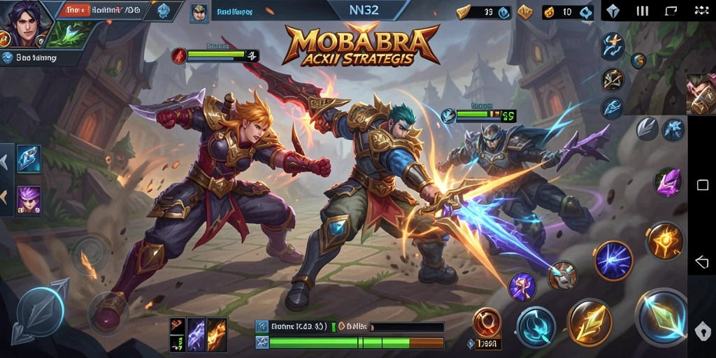 Tampilan gameplay seru dalam pertandingan MOBA nyata.