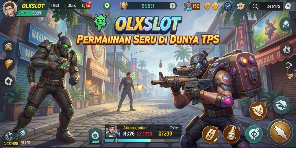 Screenshot gameplay OLXSLOT menampilkan pertempuran seru dalam TPS.